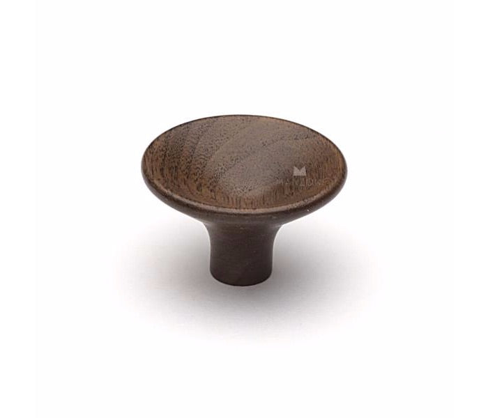 METALLIXITY Set Of 5 Round Wood Drawer Knobs - 35mm Diameter, Dark Red Solid Wood, With Screws For Furniture & Cabinets