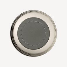 Split Polished Nickel And Lightgrey Leather