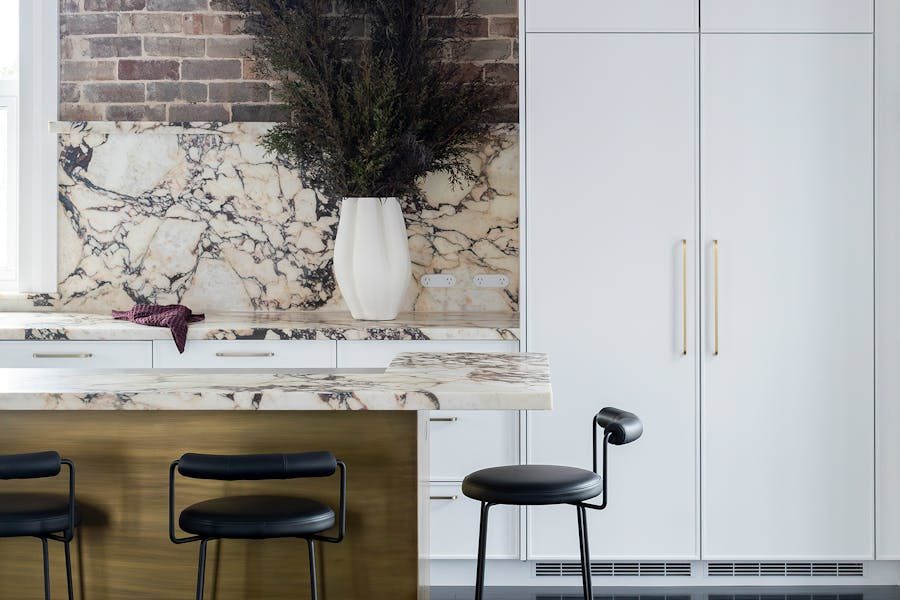 Lo & Co Appliance pull in Satin Brass — Kitchen
