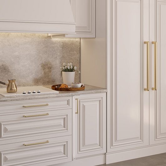 Ashley Norton Bar pull in Satin Brass — Kitchen