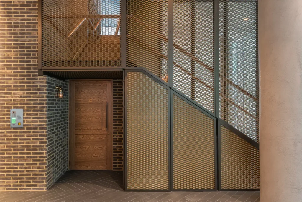 Sailmakers - Staircase with Ashworth Door Pull (DP1058) in a bespoke size & Release (RL1024) in Mid Antique Brass Waxed