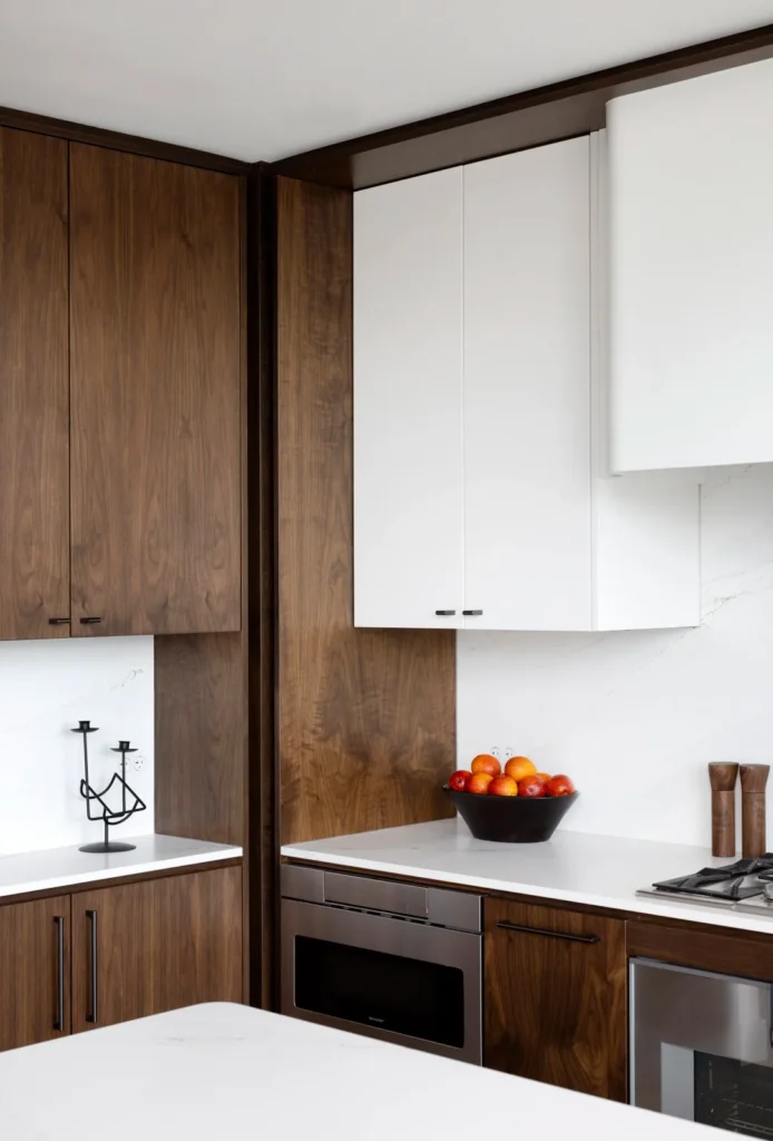 Cambie Street Penthouse — walnut and white kitchen