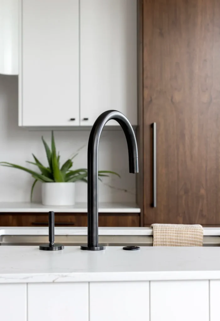 Cambie Street Penthouse — black faucet and sink