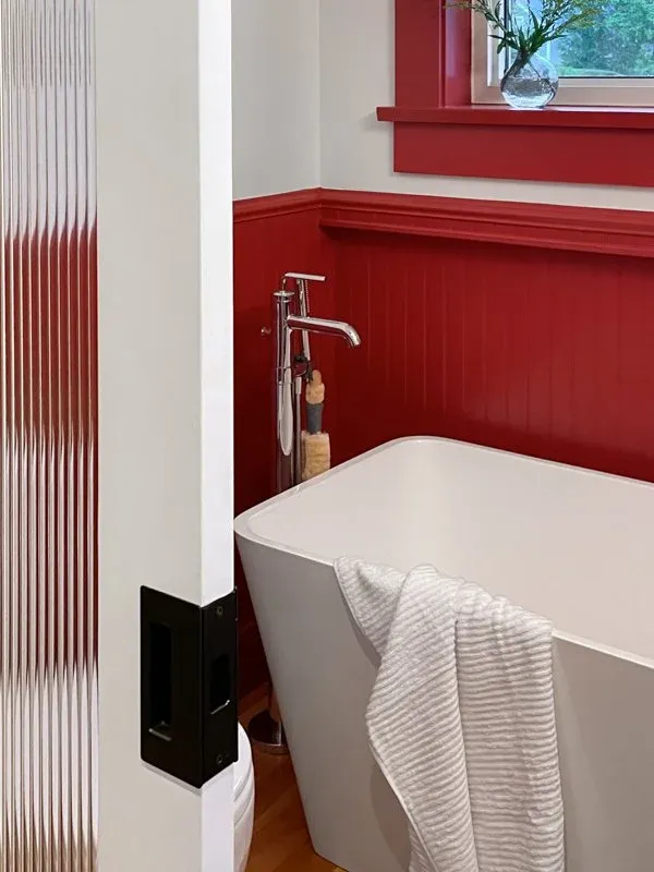 Heritage Home Restoration — red bathroom